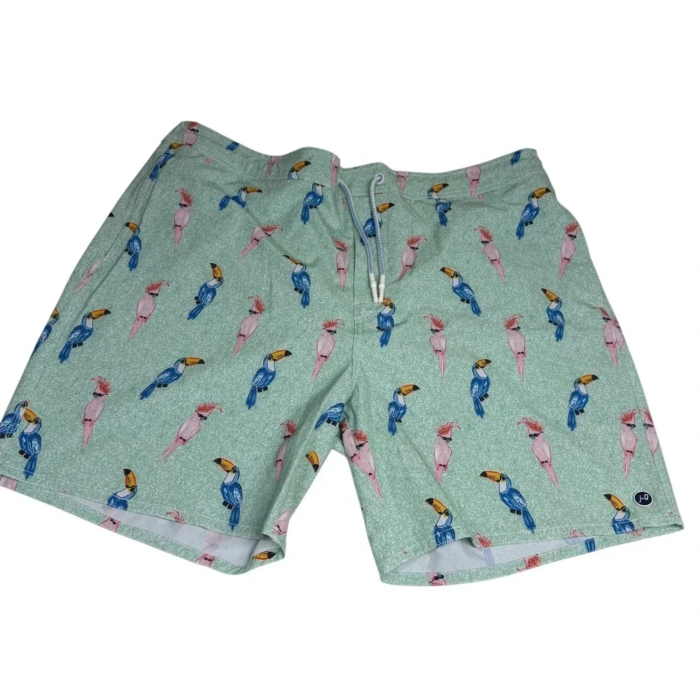 johnnie-O Men Bird of Paradise Swim Trunks Seafoam Green XXL JMSS3130 7in Inseam